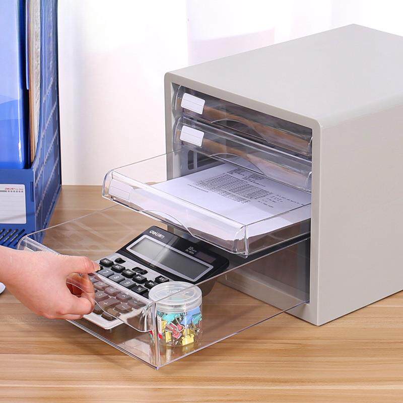 桌面文件柜塑5层料抽屉式明资料透柜分类整理件箱收546028纳柜