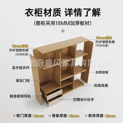 E子NF级松板分欧段式衣柜家用经济衣型收纳柜简约-风18mm加厚板橱
