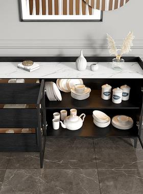 法式中古风黑色DF302餐柜板备餐岩客小户型餐厅隔断橱柜厅靠墙沙