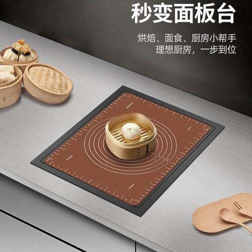 3厨房0OAT4不锈钢隐藏式小单槽房折车中岛台吧带盖隐形叠茶水间水