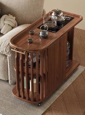 实木移台动几台烧茶水壶一体可移动沙发边几小推车茶阳茶水柜VRI