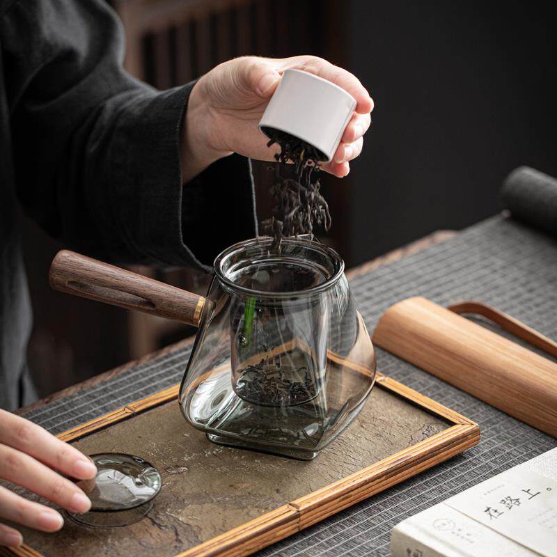 烟灰色玻璃侧把茶壶高家用沏过滤煮茶茶电器耐温陶炉可煮花茶VJD