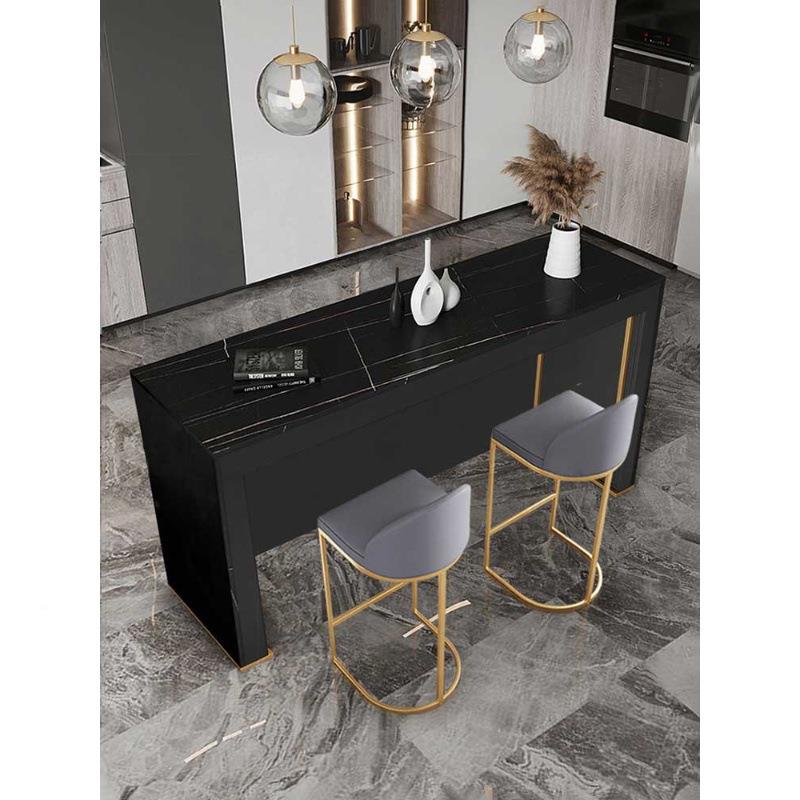 UBB轻奢岛大岩板高吧台桌家用中台餐桌一体开放式厨房客厅理石脚