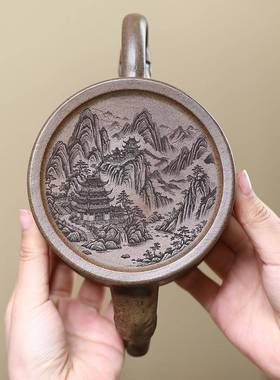 卧虎藏CH-18862龙超大容量龙窑柴手工宜刻字画密文烧兴紫壶砂茶具