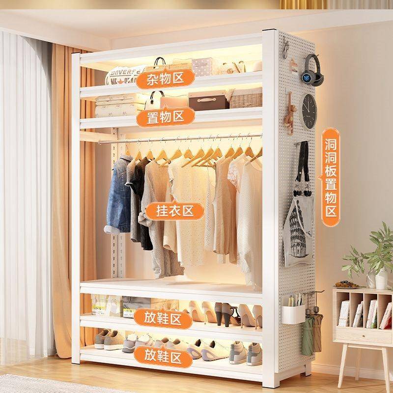 家架用开货架卧简室易放式衣帽落地多层置物架出租房DDW衣柜