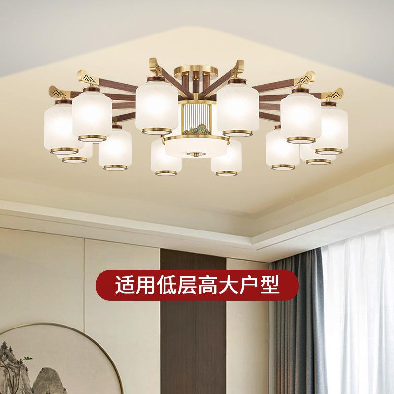 全铜新式吸灯黑中胡OUK桃客灯厅大气中国风别墅顶餐厅灯