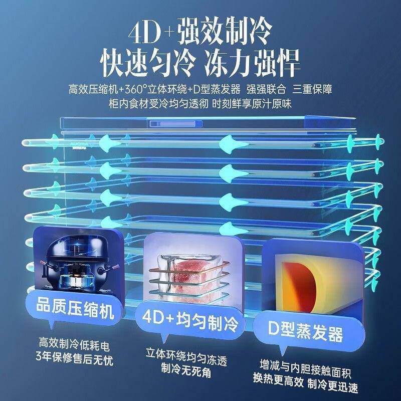 星星冷柜0商0/200升家1用小冷型冰柜JBE用藏冷冻柜单温减霜卧式冰