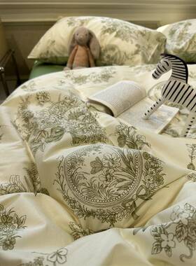 9套W.OR法式复古花园田园花绿色床碎上四件套15F77STH66m1.8被床