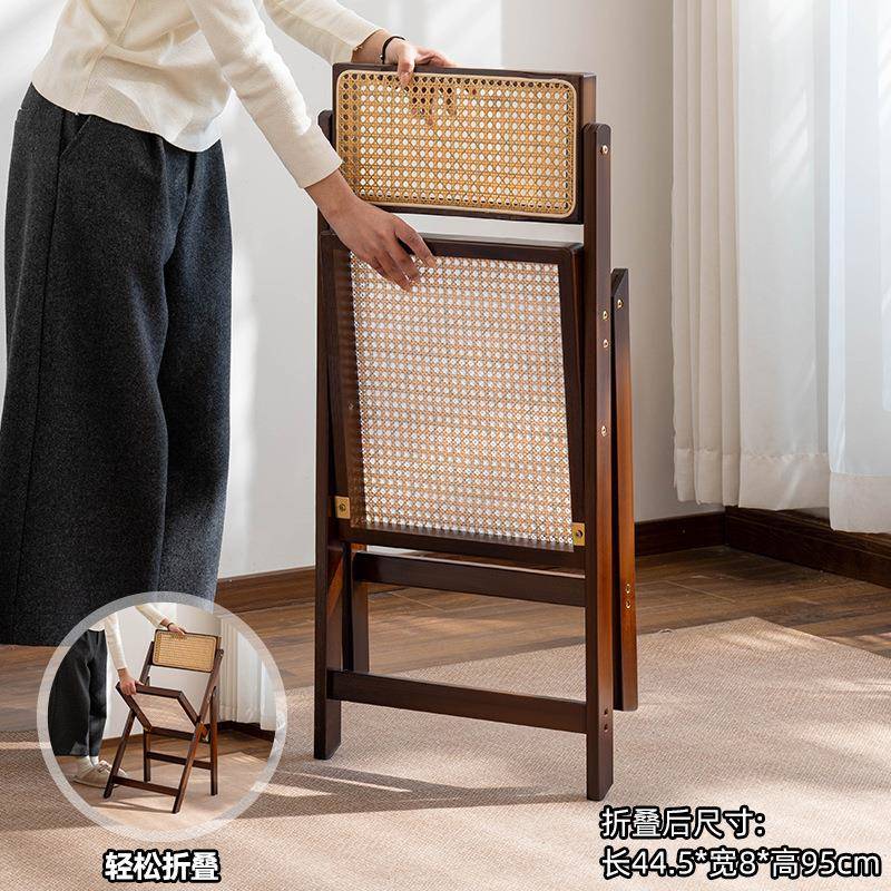 靠背椅折叠餐凳椅家用椅实木藤编椅子餐桌子餐椅子阳台ZTL厅休闲