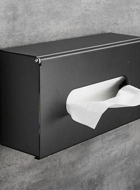 盒厕所防水免纸架黑色擦手卷纸盒抽纸RGI卫生间壁挂纸巾盒打孔厕