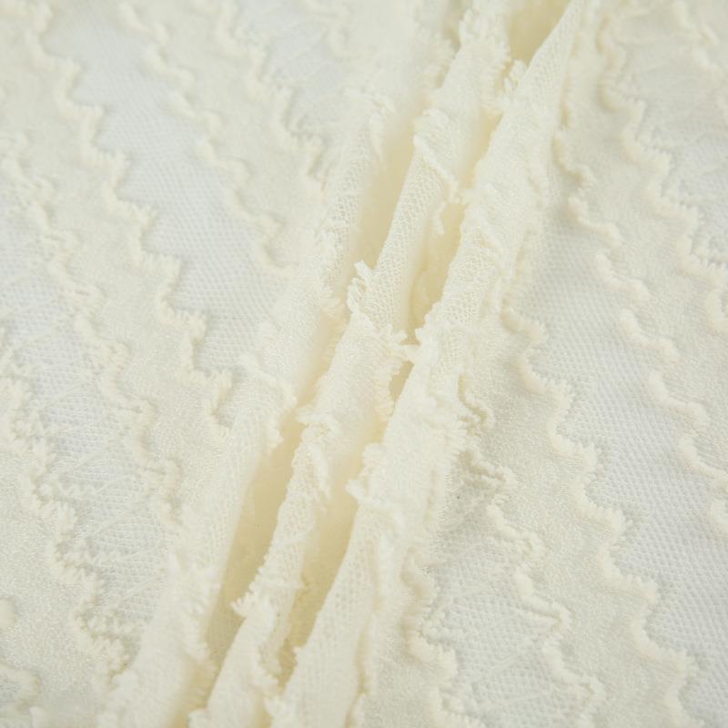 夏季染染色床上用品镂渐空方格纬编扎白色现JWM黑白印花代变蕾丝