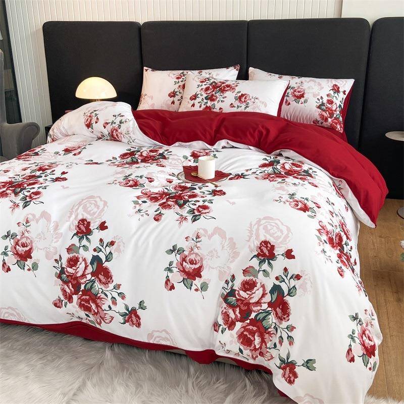 A5婚L床奢被华婚庆四件套大红色新婚喜简F87MJT87约房结婚上用品