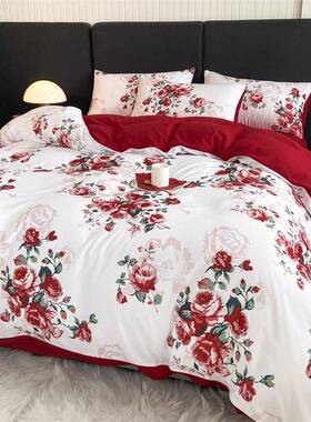 A5婚L床奢被华婚庆四件套大红色新婚喜简F87MJT87约房结婚上用品