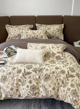 冬美式60长绒棉加厚纯棉磨毛四件套保暖m支被164202mi套1.8床上用