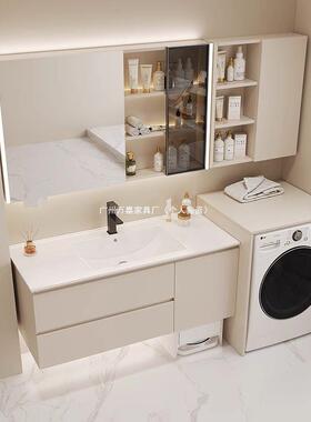 卫浴生间地RIZ浴室柜陶瓷一体多层实木合室柜扫机器组人洗衣柜