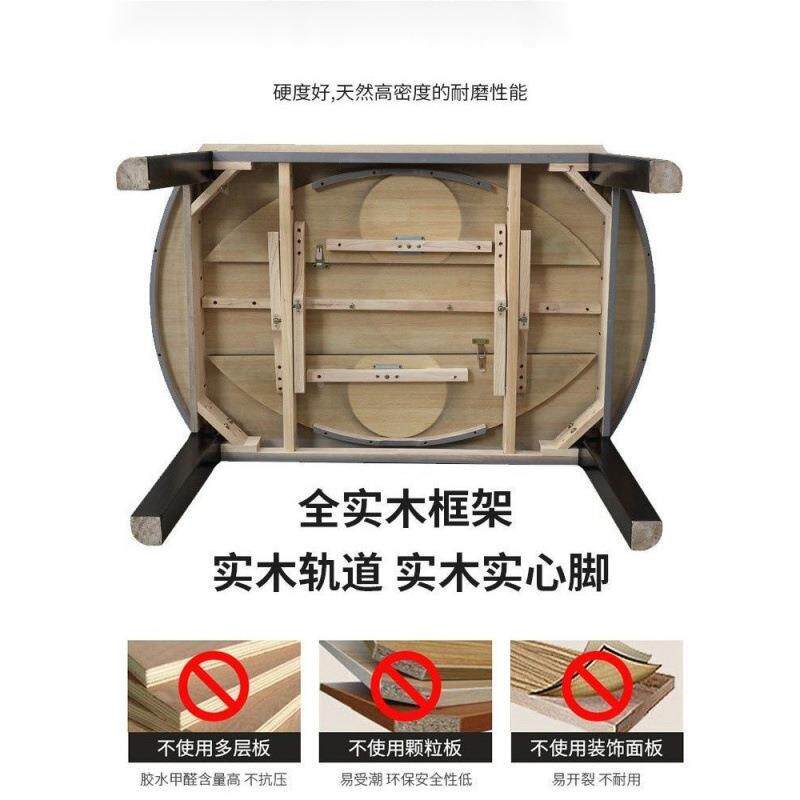 新中式板岩桌椅组合饭实木餐餐桌家用小户型伸缩折叠可UIV变圆吃