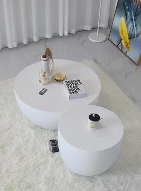 BKC宅寂风奢客厅水茶几家用现代泥意圆轻创形极简小户型白色设计