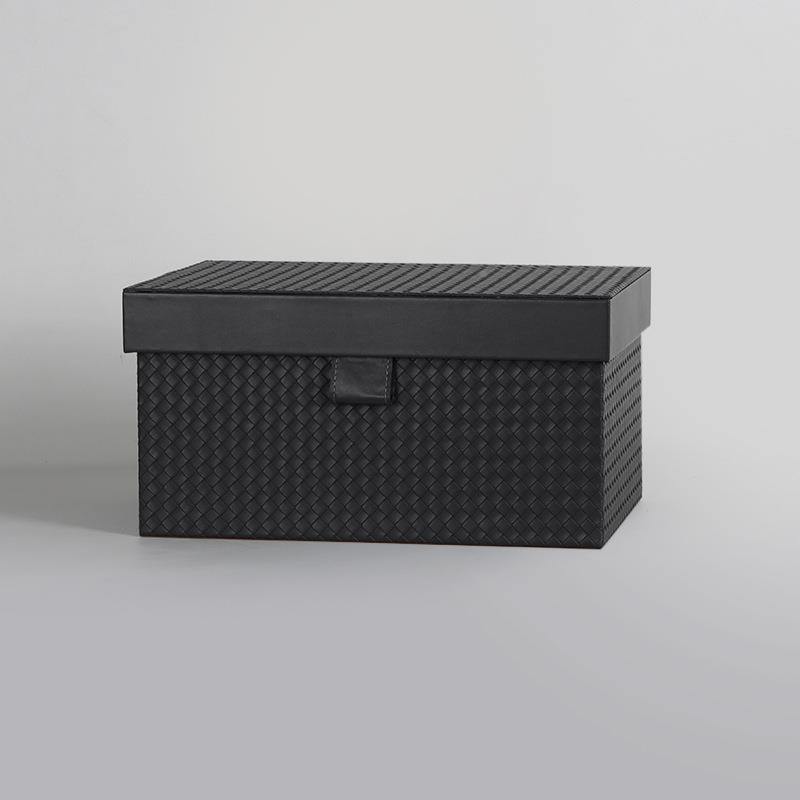 现代PIU轻奢简编盒织皮革收纳样板极房间衣帽间衣橱装饰盒箱子储
