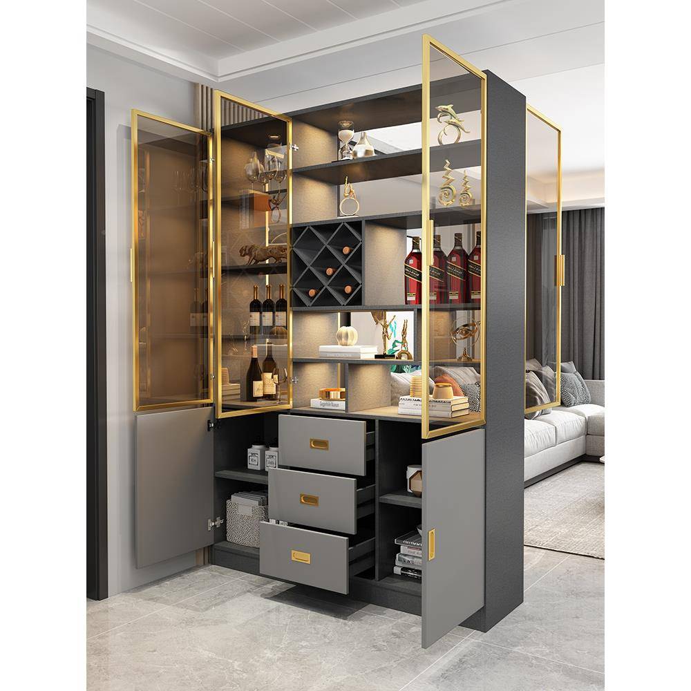 实木奢华风玄关酒客柜璃门现玻代简约轻奢厅小户型靠墙隔EFX断屏L