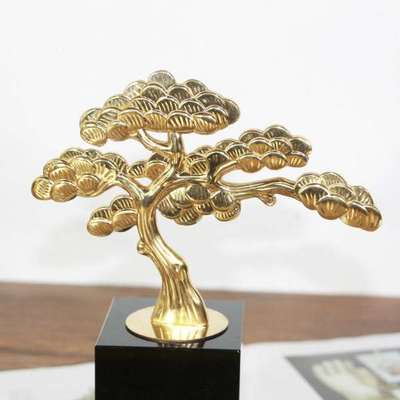 新中式客厅仿真迎客松摆件样板房家居玄关金属工艺品酒店软装饰品