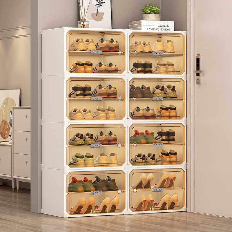 鞋柜家用门口室内多层收纳神器新款2024爆款塑料一体靠墙入户鞋架