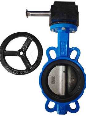 涡轮对夹蝶阀150LB 蜗轮手动铸铁蝶阀软密封多标河北D371X-10Q16Q