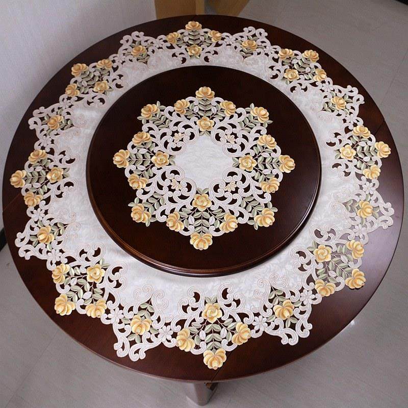 大圆桌桌布欧式田园布艺简约现代家用刺绣镂空小圆餐桌布桌垫盖巾,居家布艺,桌布,淘宝优惠券,粉丝福利购,淘宝优惠卷