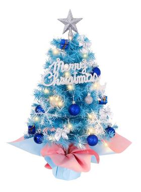 新款 迷你圣诞树 45/60cm 蓝色桌面摆件小树套餐 mini圣诞装饰品