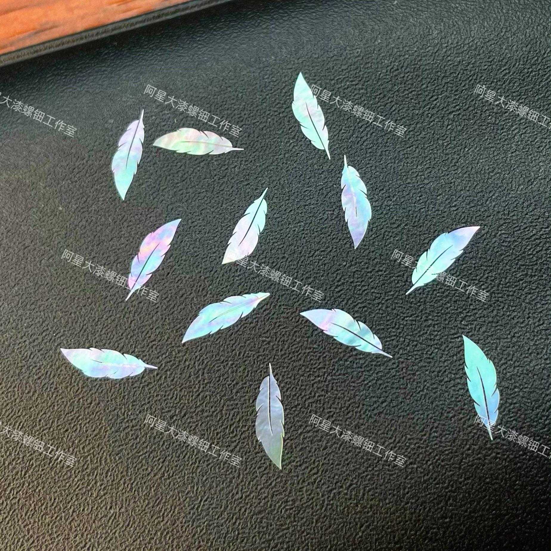 羽毛螺钿片白蝶贝壳珍珠大漆漆器