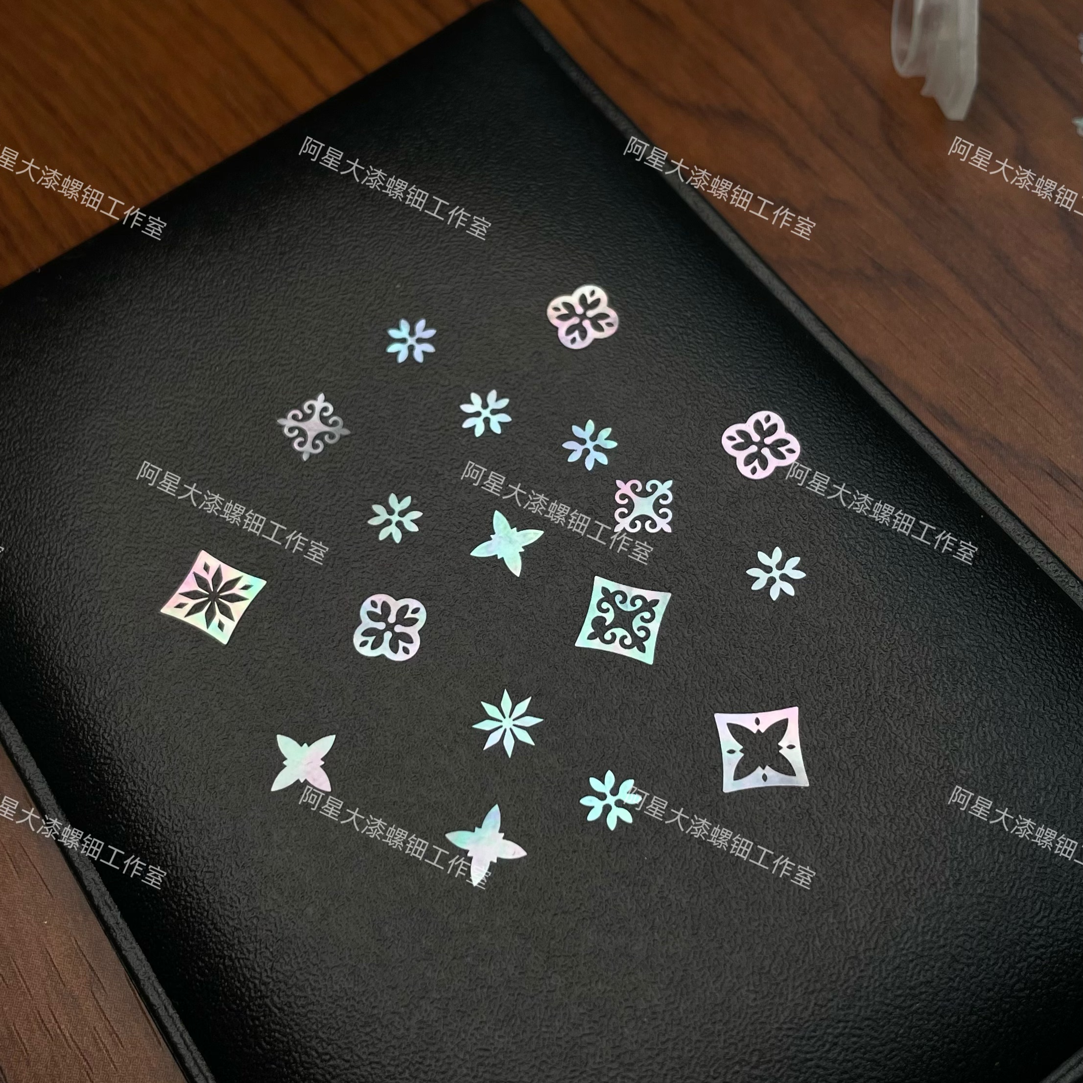 方格纹螺钿片传统纹样白蝶贝片大漆漆器漆画漆艺镶嵌材料首饰DIY
