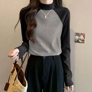 初中女生内搭半高领德绒打底衫女大童秋冬新款加厚保暖长袖上衣服