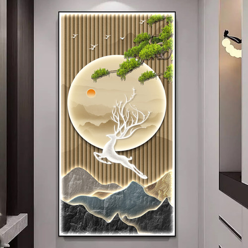 新中式福禄吉祥玄关装饰画客厅走