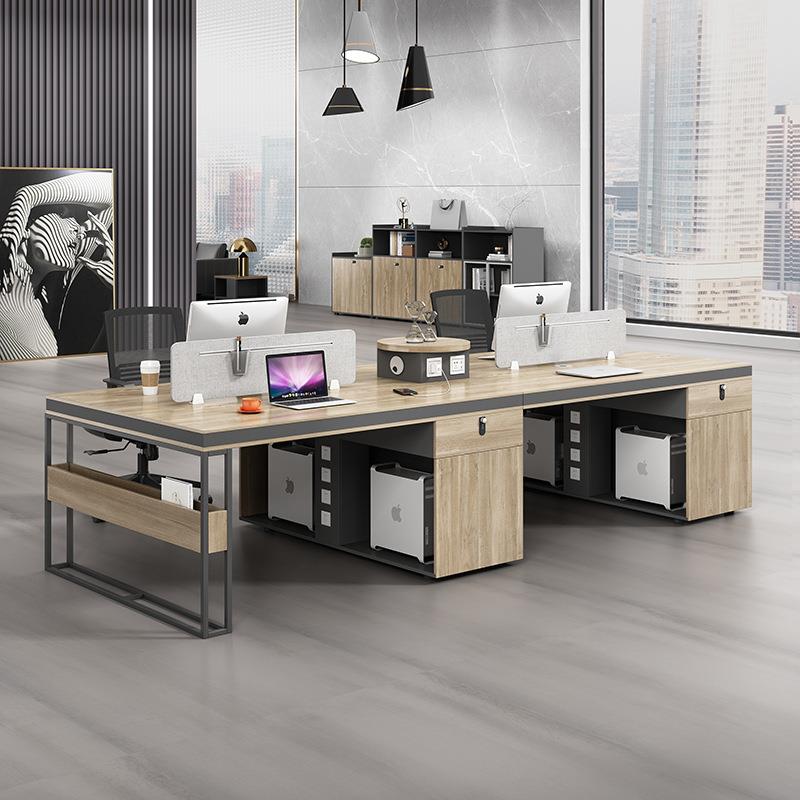 职员办公桌椅组合简约现代4人位二双6四工位卡座员工办公室桌椅桌