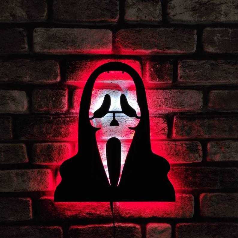 跨境爆款 scream装饰夜灯创意发光壁灯电影周边霓虹灯led灯尖叫