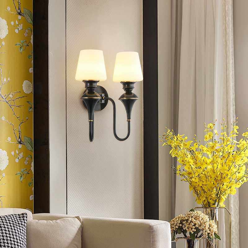 壁灯简约美式轻奢全铜法式复 古简欧客厅背景墙卧室床头壁灯