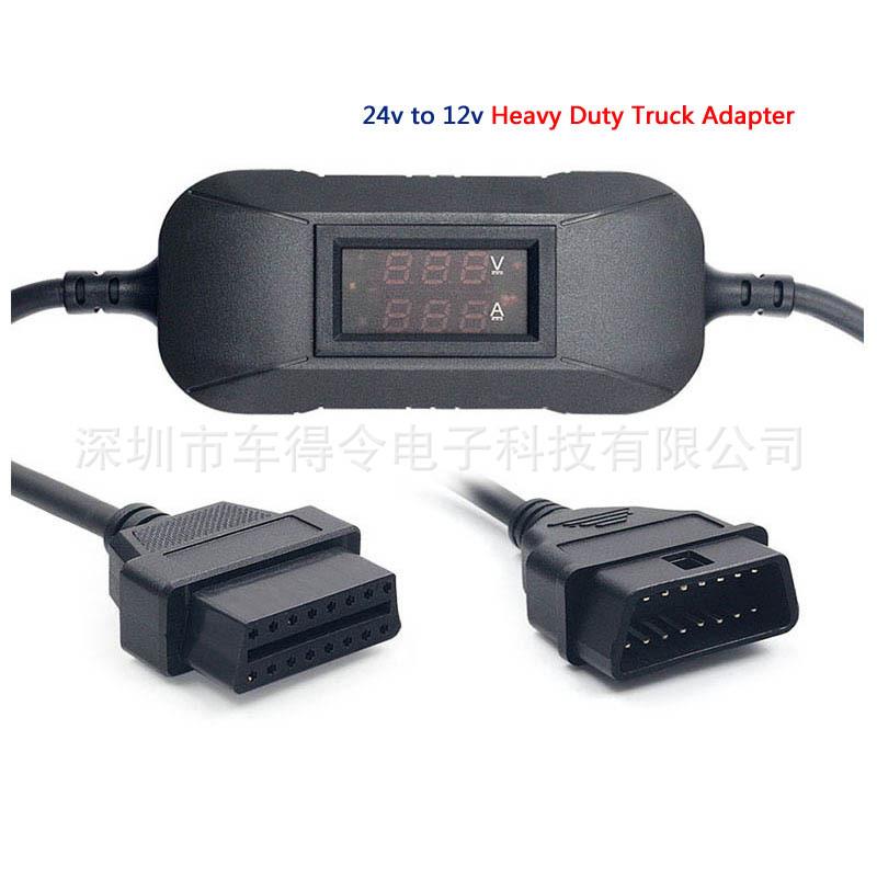跨境DC 24V to 12V OBD2 Power Adapter Volt Reducer Cable 黑色