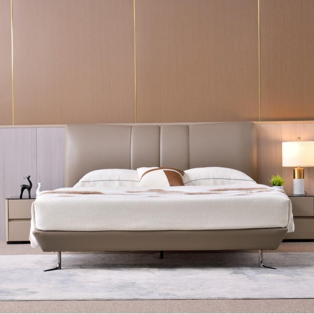 意式极简床别墅小户型卧室1.8米主卧软包豆腐块双人床