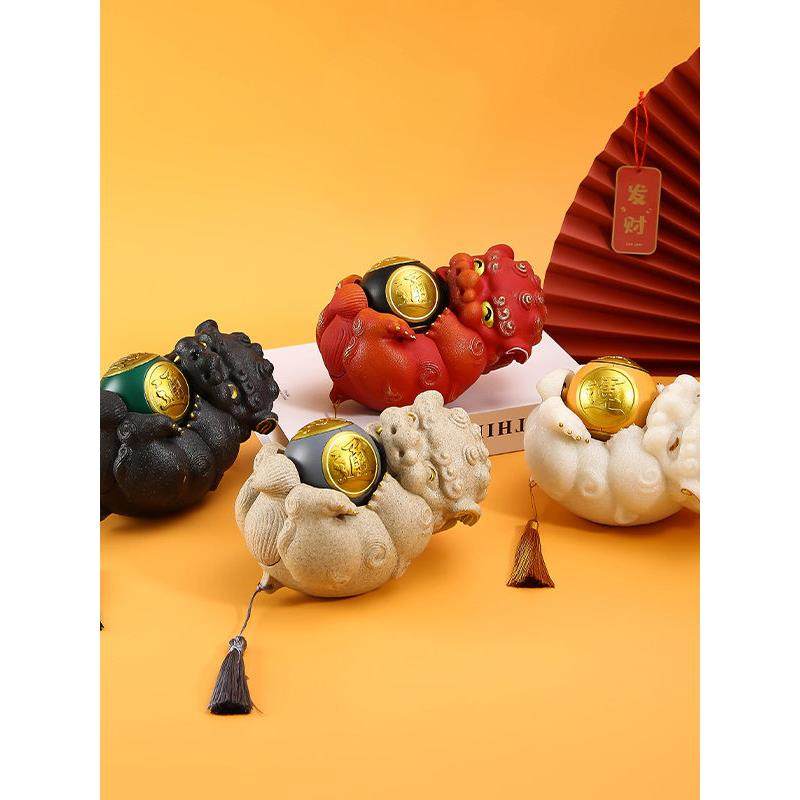 中式国风潮玩可爱狮子招财茶玩摆件时来运转创意家居桌面生日礼物,家居饰品,国学摆件,淘宝优惠券,粉丝福利购,淘宝优惠卷