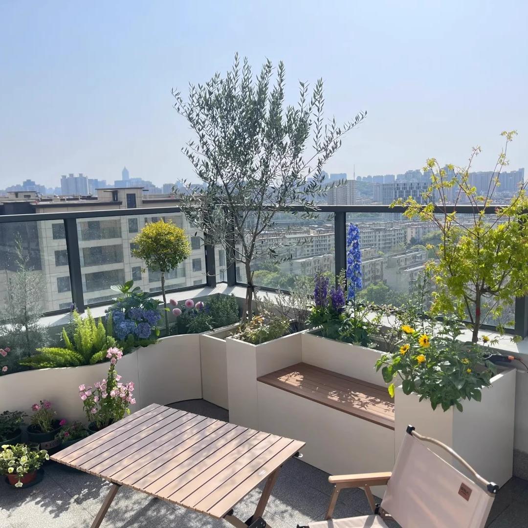 户外座椅花箱组合发光坐凳围栏广场带座位防腐木不锈钢长凳外摆