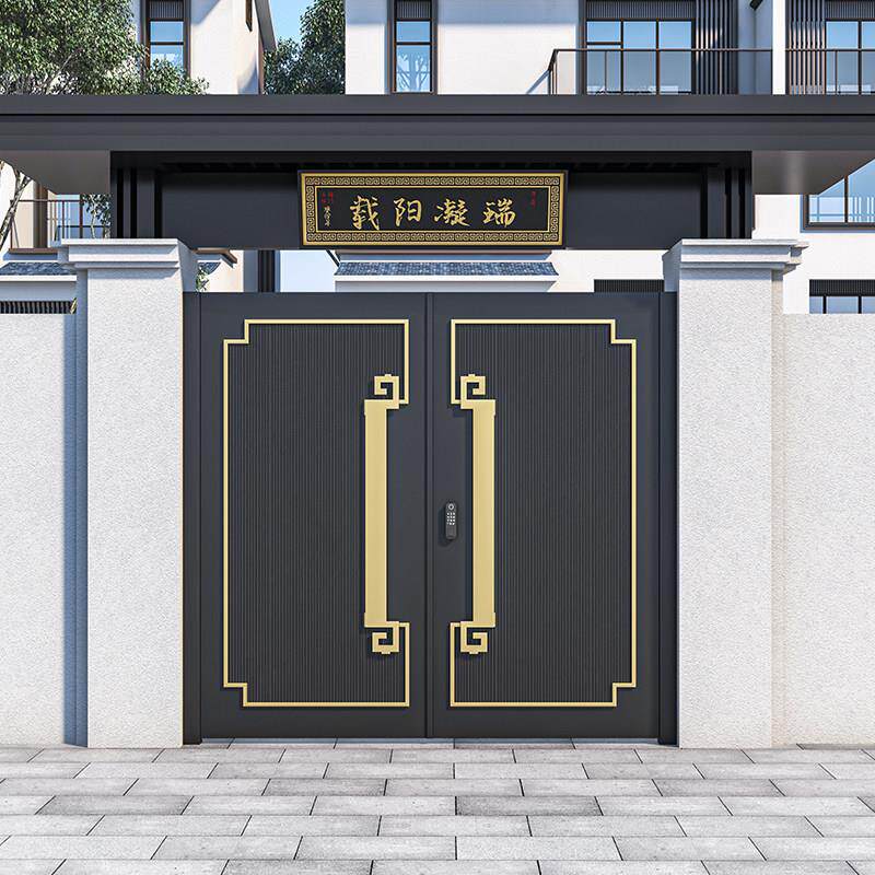 铝合金别墅精雕庭院大门铝艺农村自建房铁艺院子大门双开 关自动