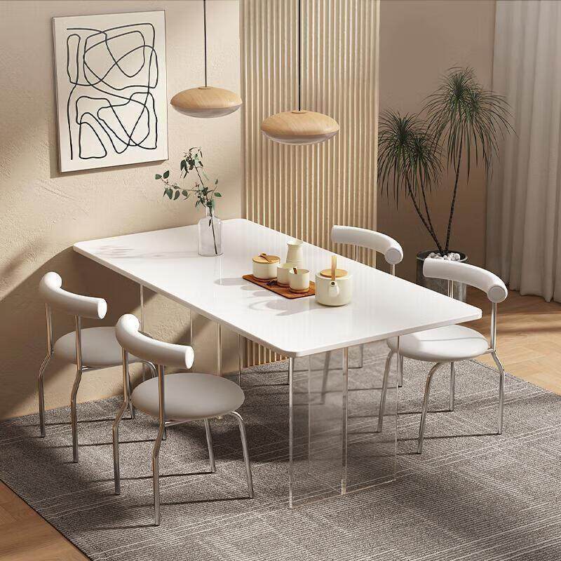 亚克力极简餐桌岩板悬浮家用小户型轻奢餐桌椅现代简约长方形饭桌,住宅家具,岩板餐桌,淘宝优惠券,粉丝福利购,淘宝优惠卷