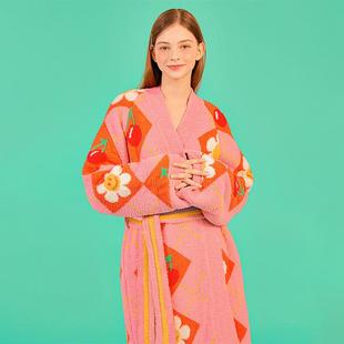 家用原创设计柔软吸水速干浴巾 wigglewiggle系带浴袍男女春秋新品