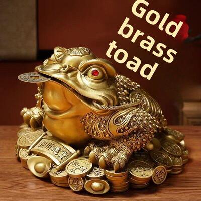 三脚三足不含钱八方来财小金蟾招财摆件纯黄铜金蝉蟾蜍前台聚宝盆