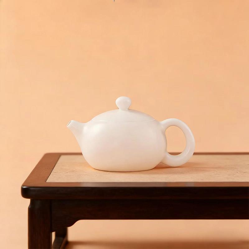 冰种羊脂玉小茶壶冰种西施壶凤鸣壶家用泡茶单壶素烧陶瓷功夫茶具