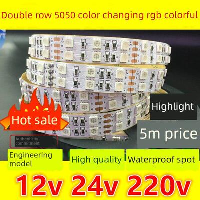 工程款12v24v220v高亮双排5050户外防水七彩RGB变色led软灯带光带