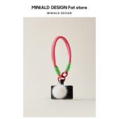 MDESIGN原创真水貂毛球尼龙编织便携手提挂炼手机挂绳防丢手腕绳