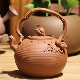 炭炉煮茶陶壶 林于凯纯手工朱泥提梁烧水家用砂铫壶电陶炉户外中式