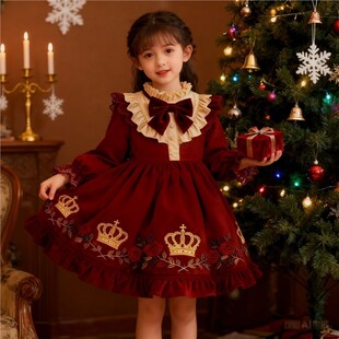 女童秋冬新款洛丽塔连衣裙洋气生日高级感蓬蓬礼服宝宝婚礼公主裙
