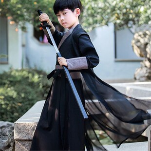 汉服男童春秋儿童古装侠客装冬季男孩大侠风宋制学生国学演出服装