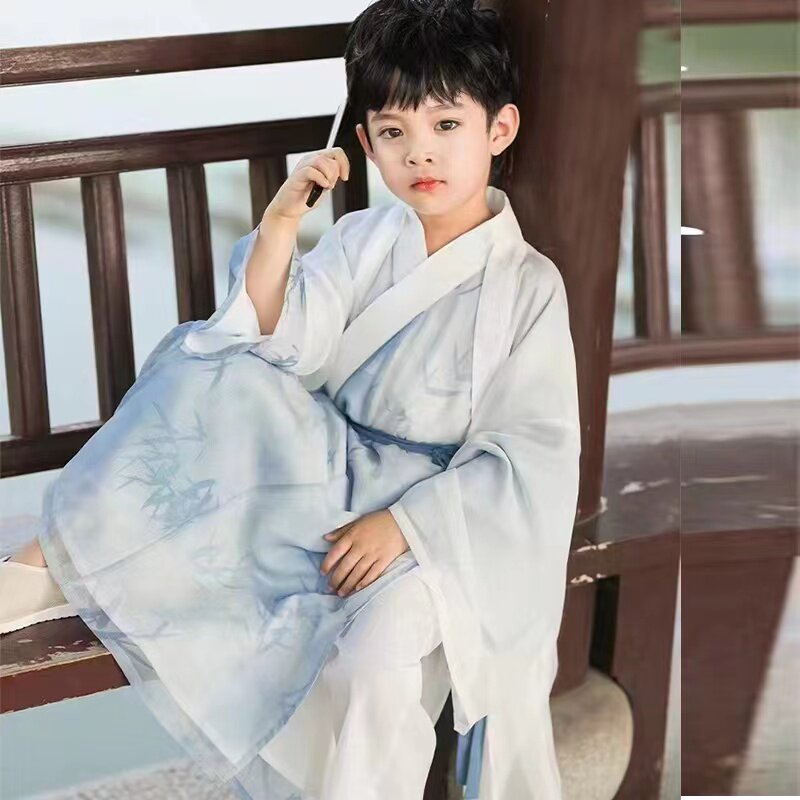 中国风儿童汉服男童少爷服古装国学风复古日常演出服周岁礼服唐装